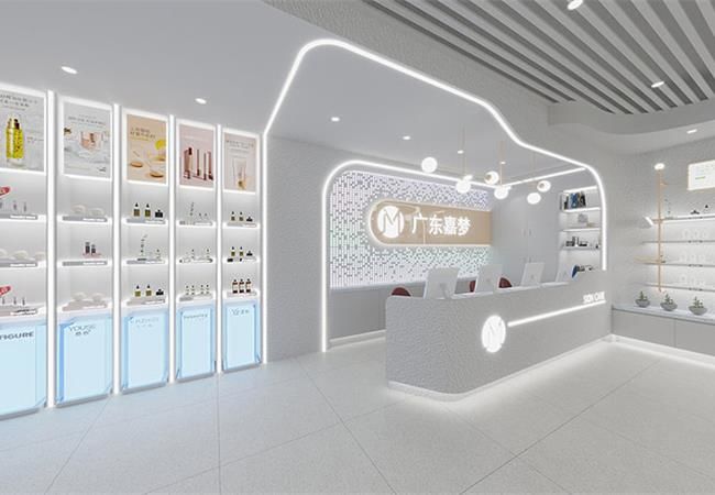 化妝品店裝修效果圖，看合肥裝修公司如何低成本裝修化妝品店？