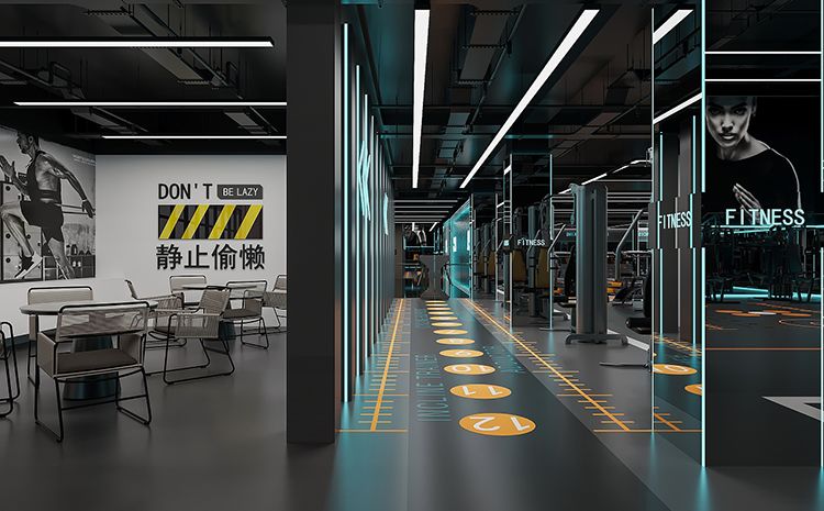 合肥健身房裝修設(shè)計效果圖，時尚健身房裝修風格